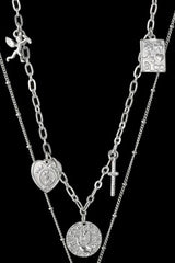 Stainless Steel Antique Coins & Cross Necklace