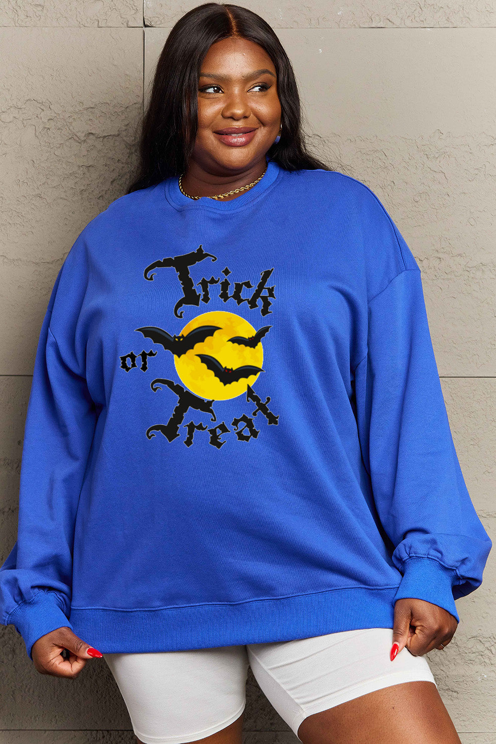 Sudadera con gráfico TRICK OR TREAT de tamaño completo Simply Love