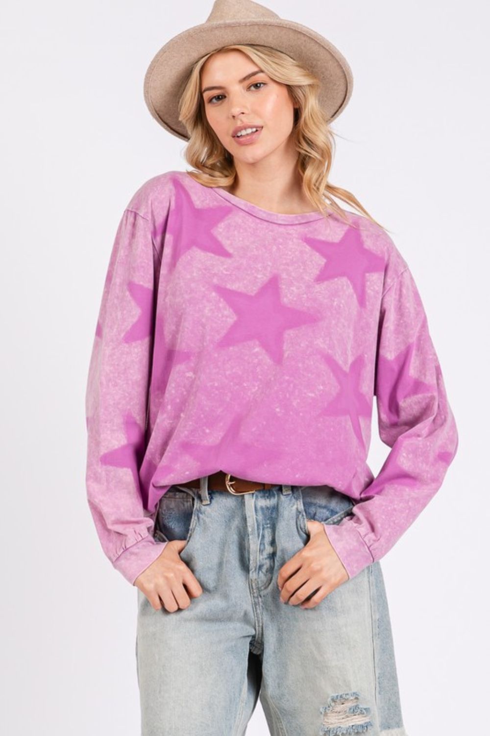 SAGE + FIG Mineral Wash Star Pattern T-Shirt