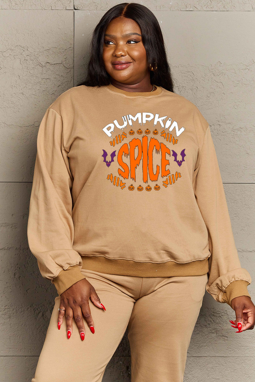 Sudadera con gráfico de calabaza y especias de Simply Love