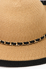 Sombrero de paja con ribete negro Fame Chain