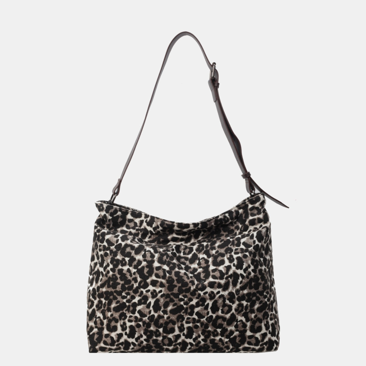 Bolso de mano con correa ajustable y estampado de leopardo