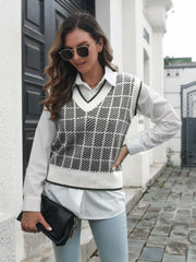 Plaid V-Neck Sweater Vest