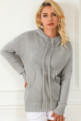 Drawstring Hooded Sweater with Pocket