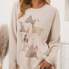 Geometric Graphic Dropped Shoulder Top