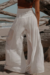 Smocked Tied Wide Leg Pants