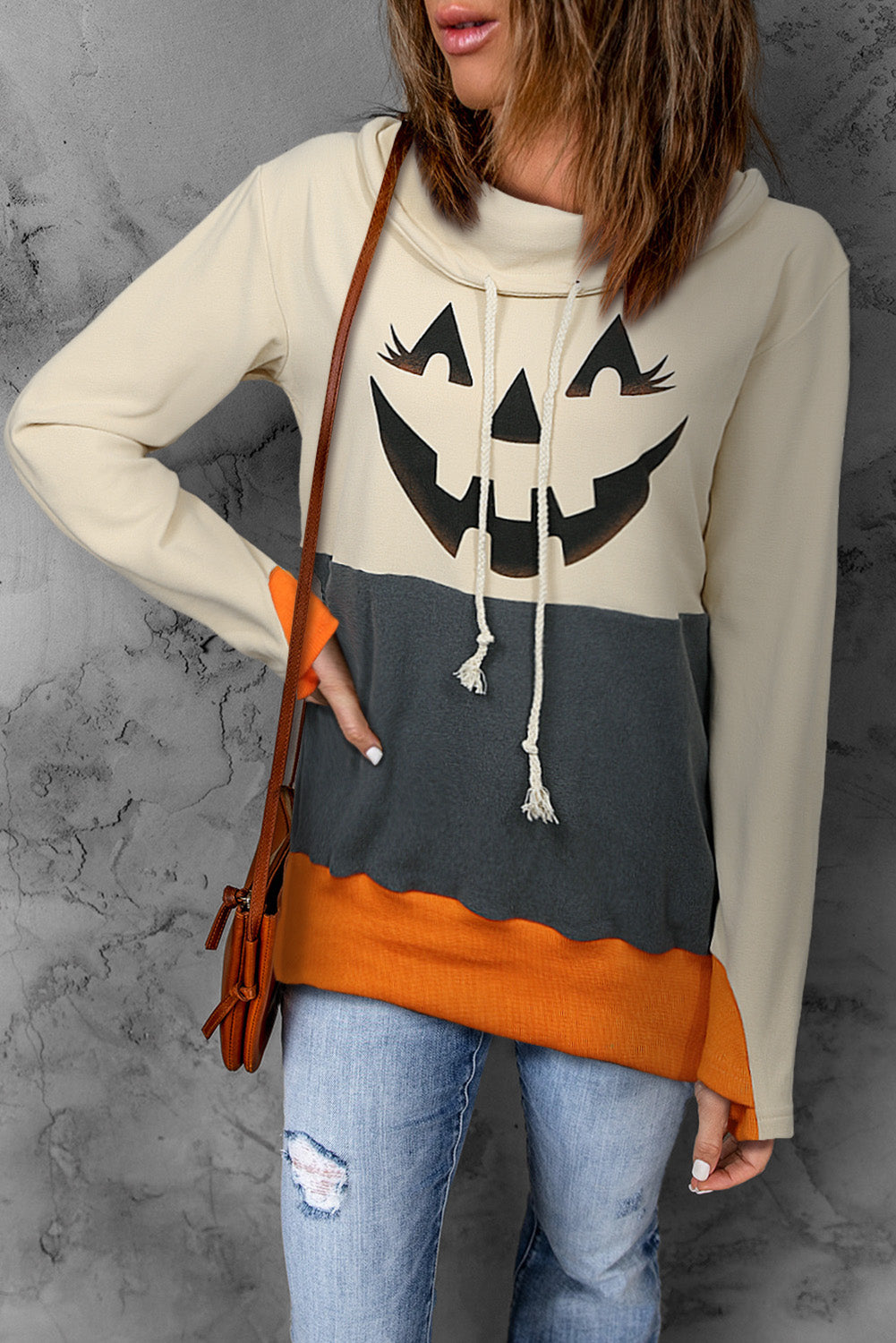 Sudadera con manga larga con estampado de Jack-O'-Lantern