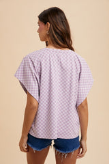 Annie Wear Checkered Round Neck Short Sleeve T-Shirt