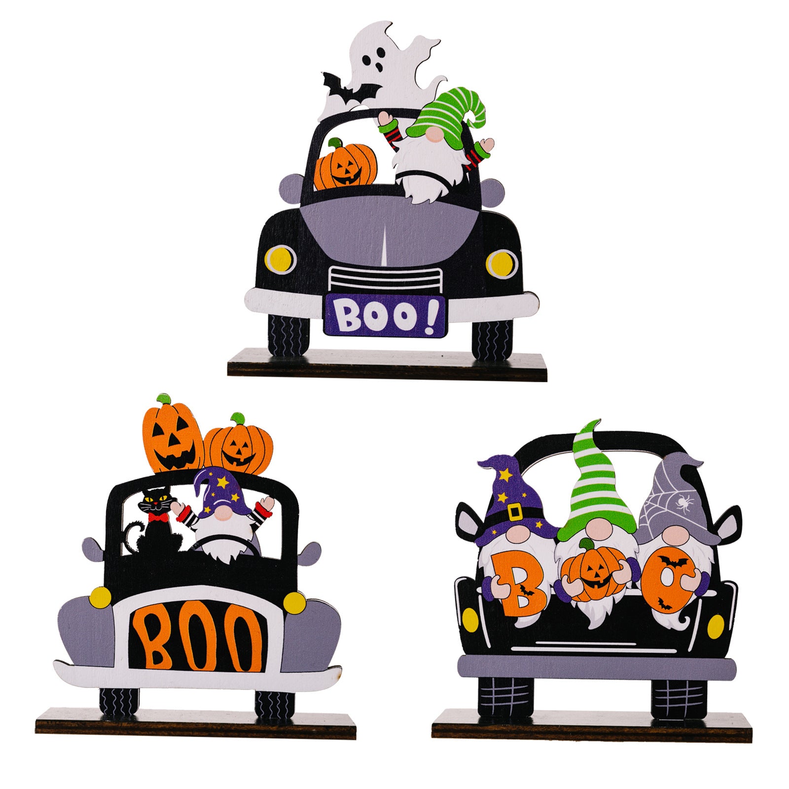 Adornos de Halloween en forma de coche, 3 piezas