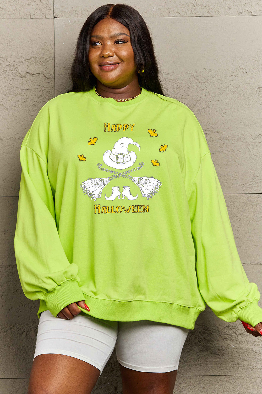 Sudadera con gráfico de HAPPY HALLOWEEN en tamaño completo de Simply Love