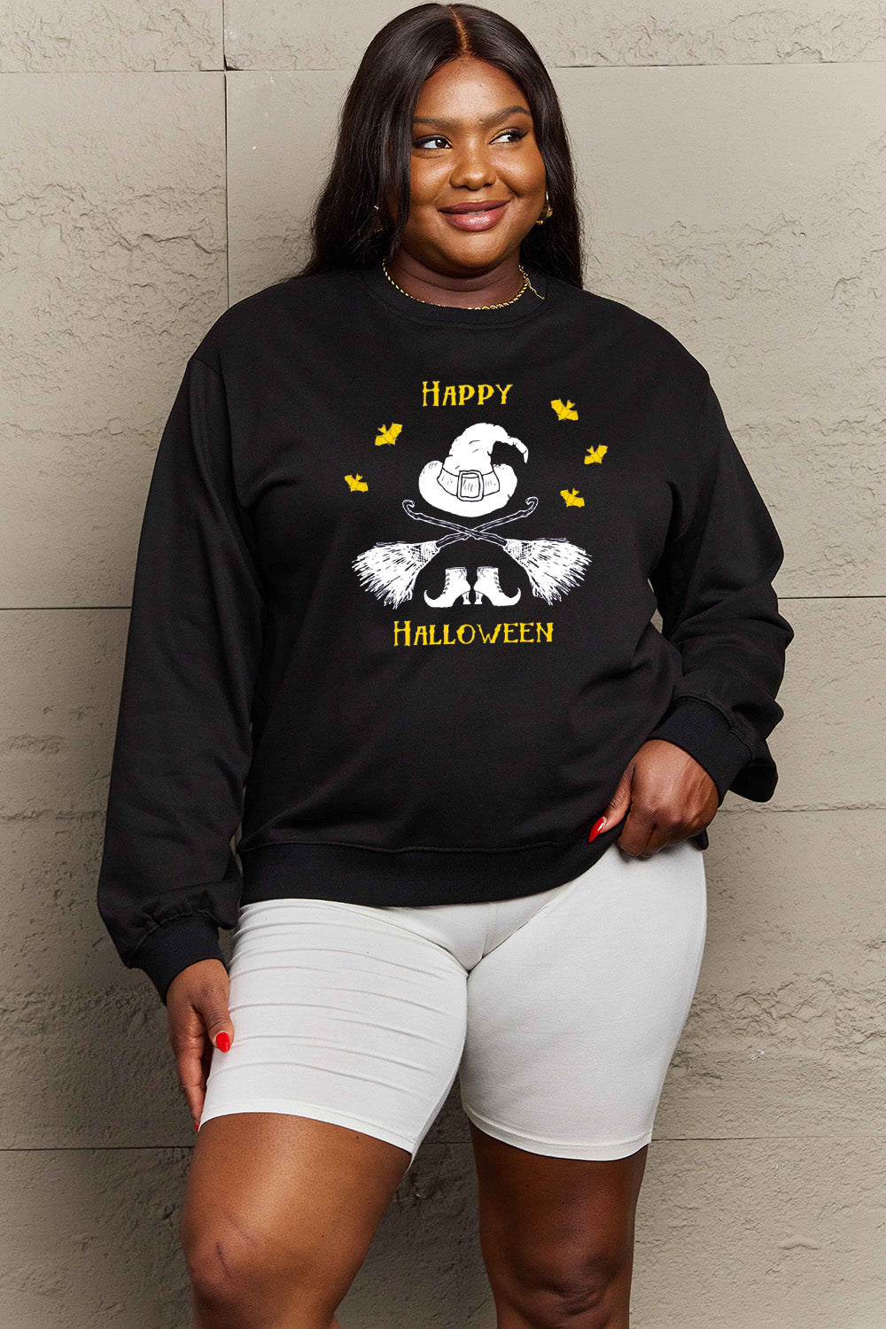 Sudadera con gráfico de HAPPY HALLOWEEN en tamaño completo de Simply Love