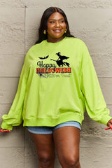 Sudadera con gráfico de tamaño completo HAPPY HALLOWEEN TRICK OR TREAT de Simply Love