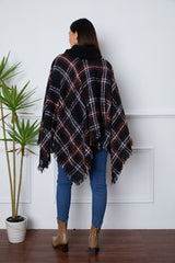 Turtleneck Plaid Raw Hem Sweater