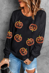 Sudadera con hombros caídos y estampado de calabaza