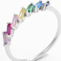 925 Sterling Silver Contrast Zircon Ring - Admiresty