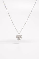 925 Sterling Silver Zircon Maple Leaf Necklace - Admiresty