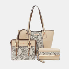 Conjunto de tres piezas de bolso con estampado de serpiente de Nicole Lee USA