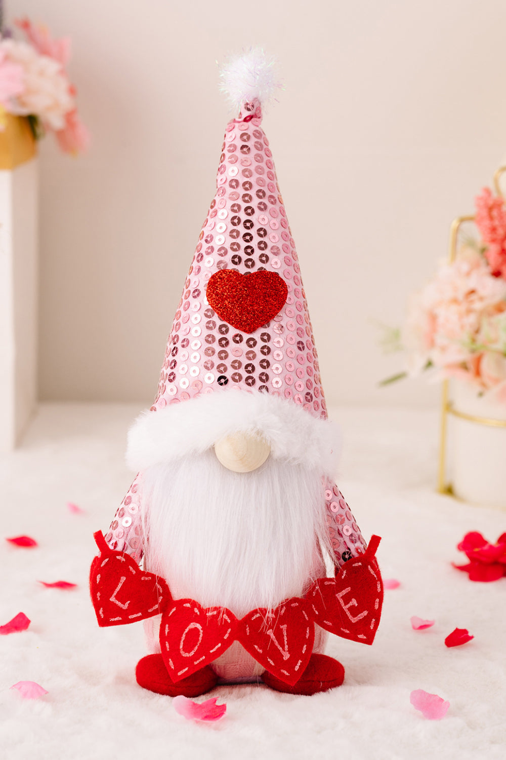 Mother's Day Sequined Heart Pointed Hat Faceless Gnome