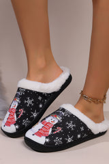 Snowman Round Toe Faux Fur Slippers