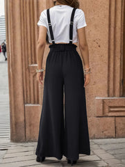 Tied Wide Leg Pants with Shoulder Straps