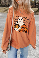 Sudadera de manga larga y cuello redondo con estampado de Jack-O'-Lantern