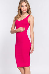 ACTIVE BASIC Ribbed Round Neck Tank Dress - Admiresty