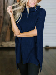 Turtleneck Slit Sweater