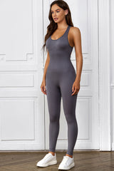 Halter Neck Sleeveless Active Jumpsuit