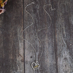 Alloy Inlaid Zircon Heart Pendant Necklace - Admiresty