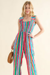 And The Why Full Size Striped Smocked Sleeveless Jumpsuit - Admiresty