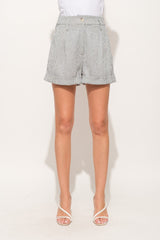 And The Why Pin Striped High Waist Rolled Shorts - Admiresty