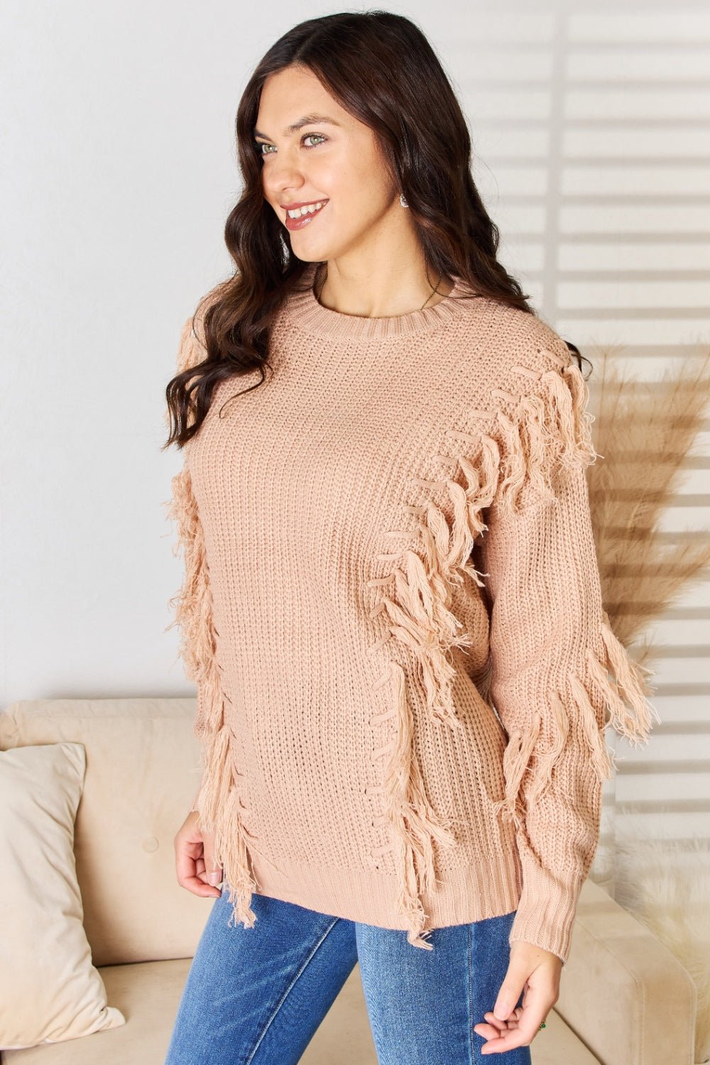 And The Why Tassel Detail Long Sleeve Sweater - Admiresty