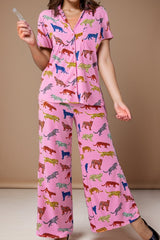 Animal Button Up Top and Pants Lounge Set - Admiresty