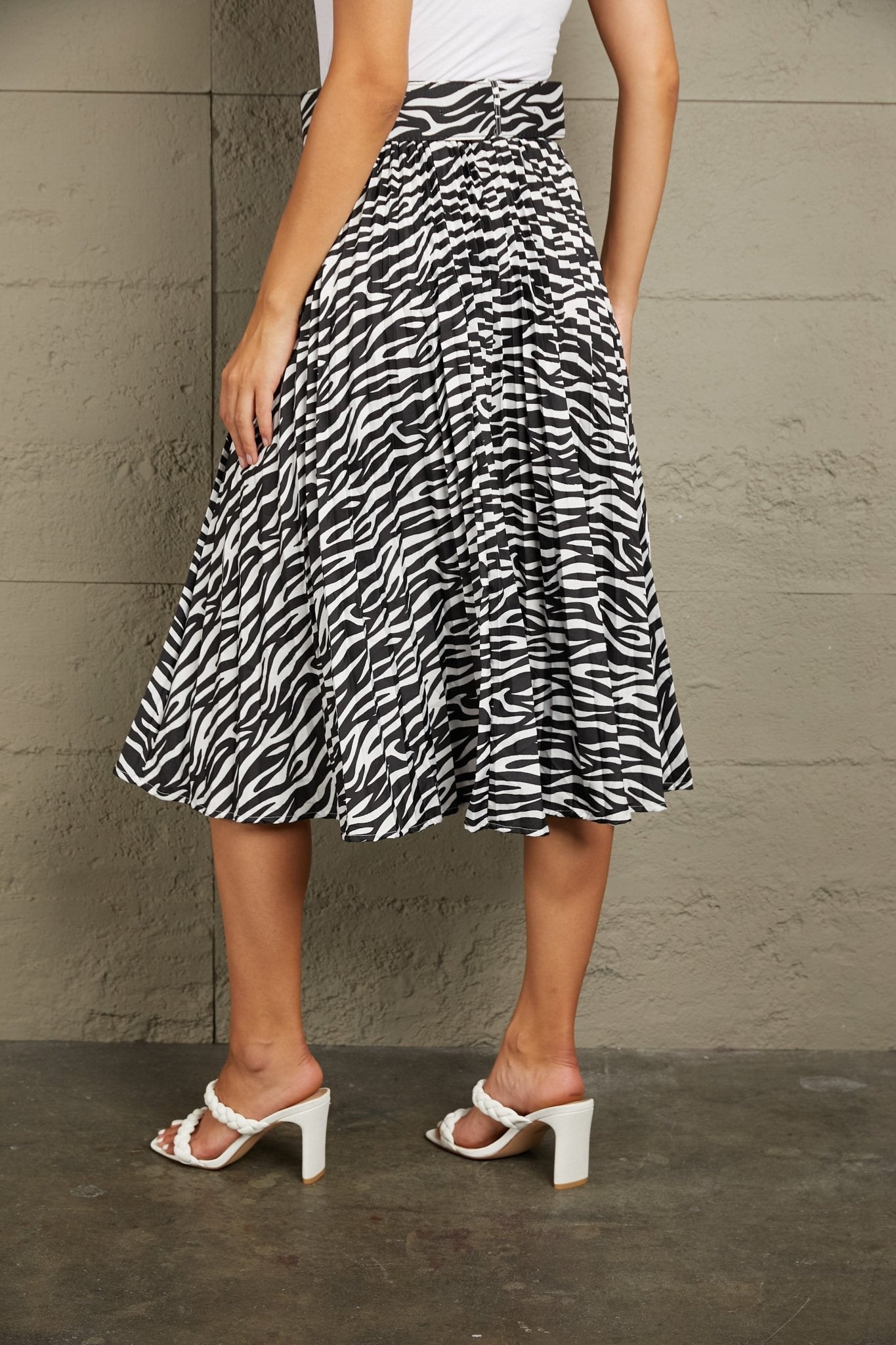 Animal Print Pleated Midi Skirt - Admiresty