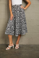 Animal Print Pleated Midi Skirt - Admiresty