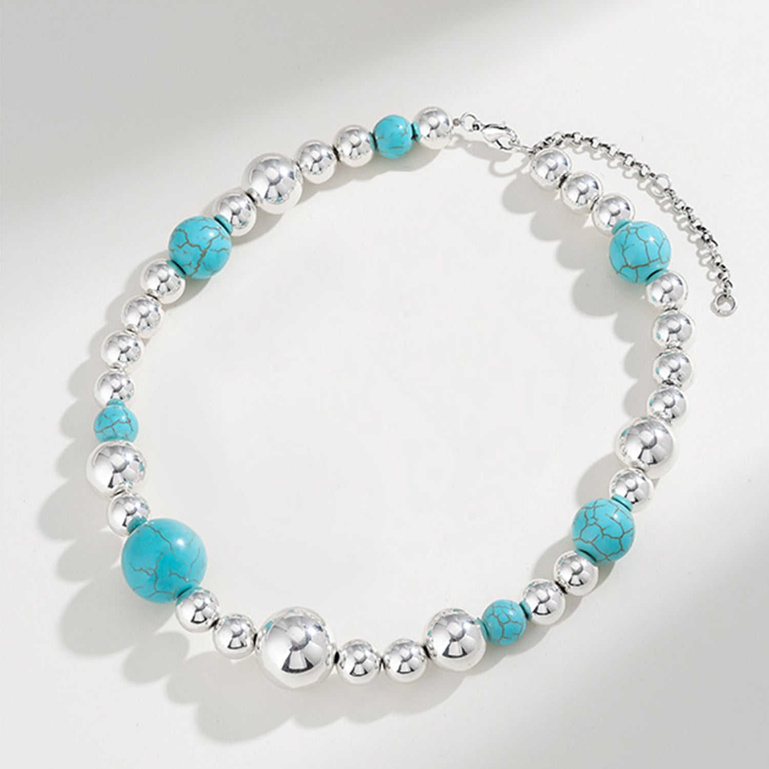 Artificial Turquoise Alloy Bead Necklace - Admiresty