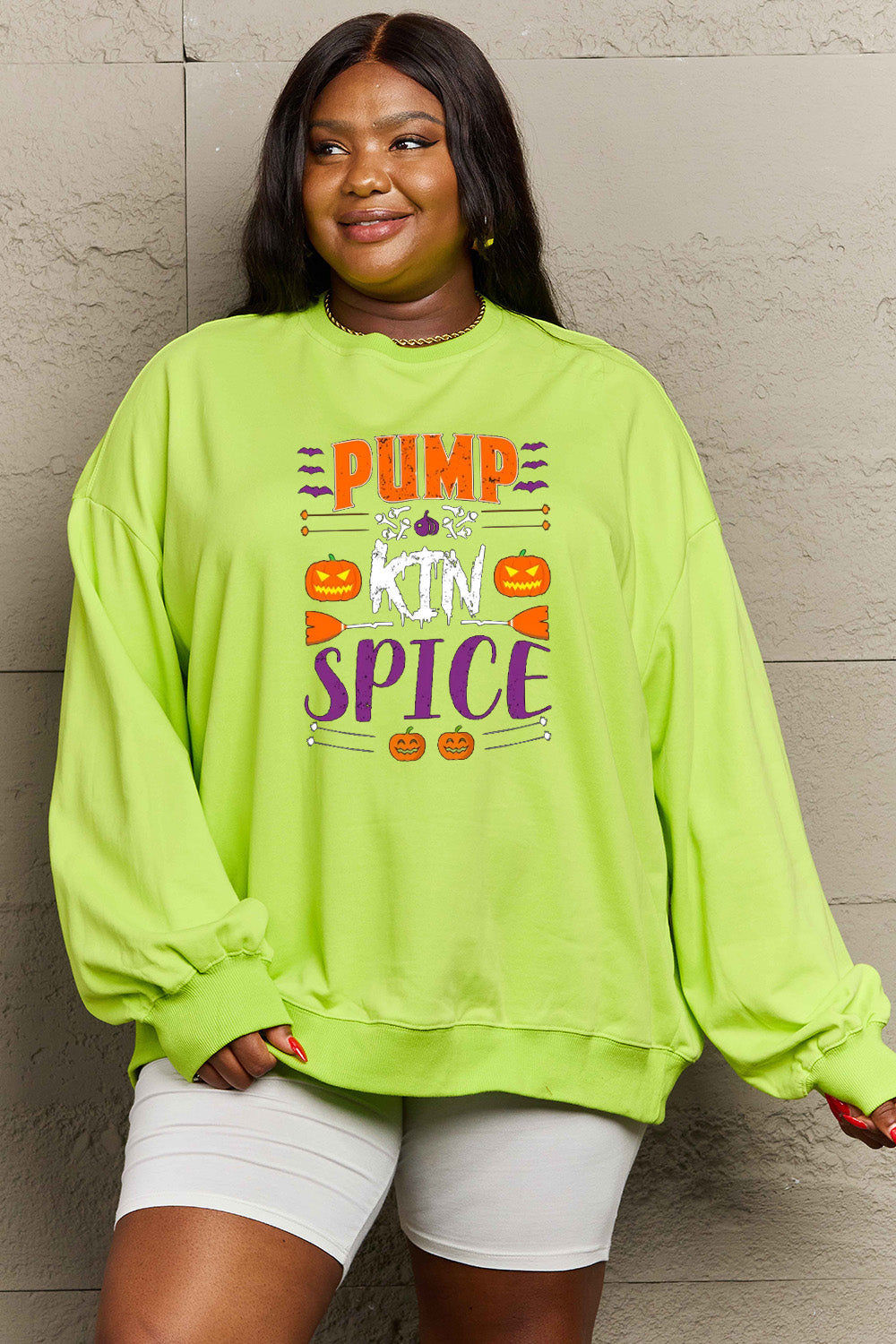 Sudadera con gráfico de calabaza y especias de Simply Love