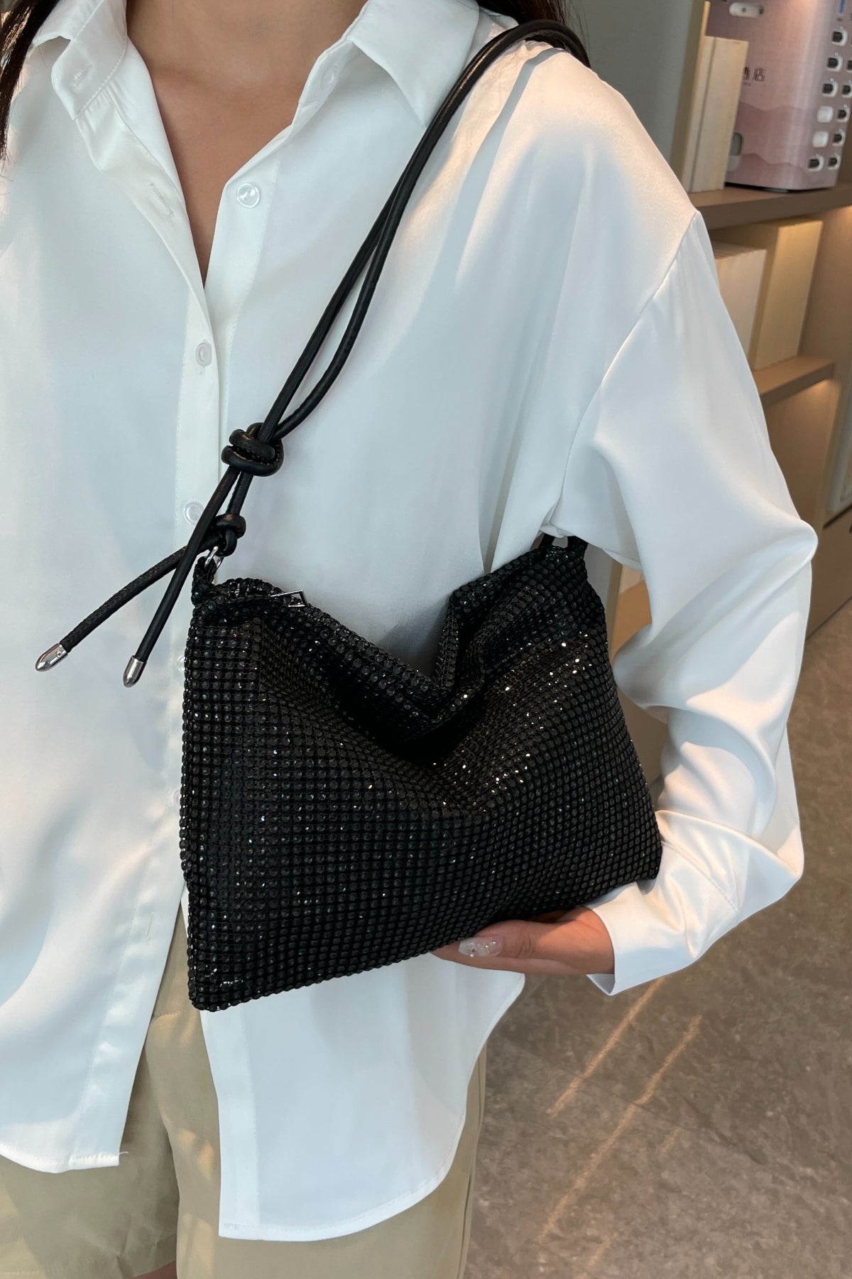 Bolso bandolera con correa anudada y diamantes de imitación