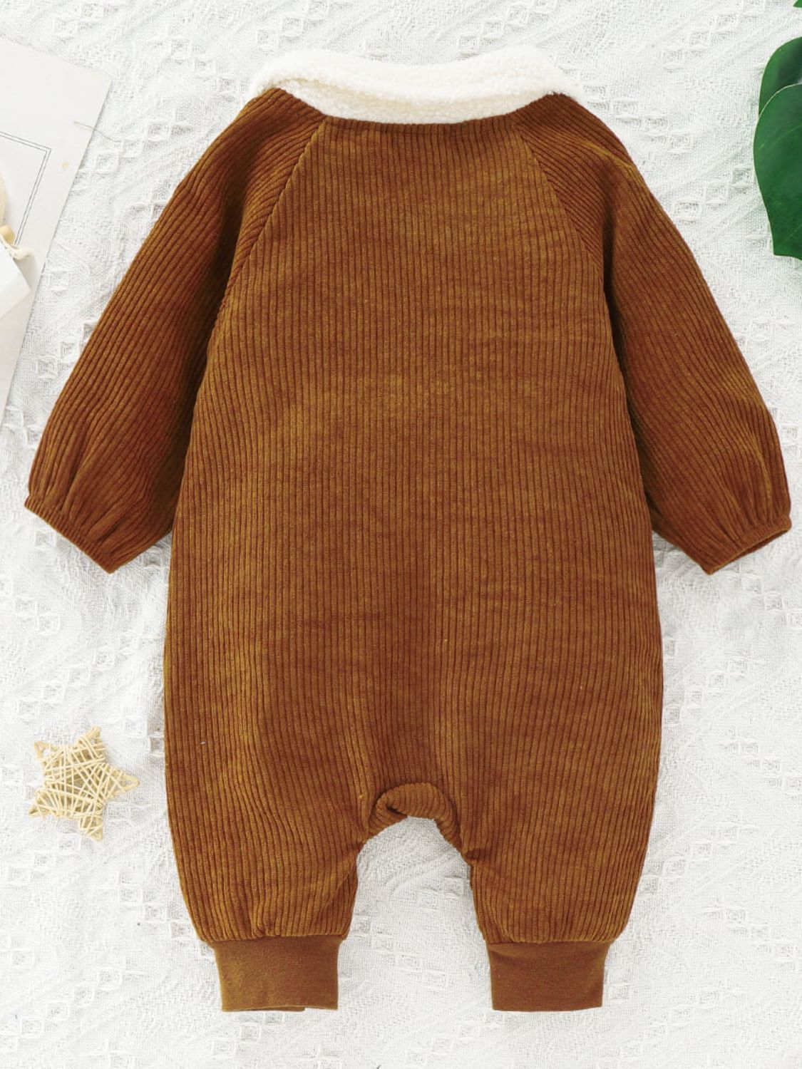 Baby Buttoned Collared Neck Corduroy Jumpsuit - Admiresty