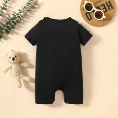 Baby MINI BOSS Bear Graphic Short Sleeve Romper - Admiresty