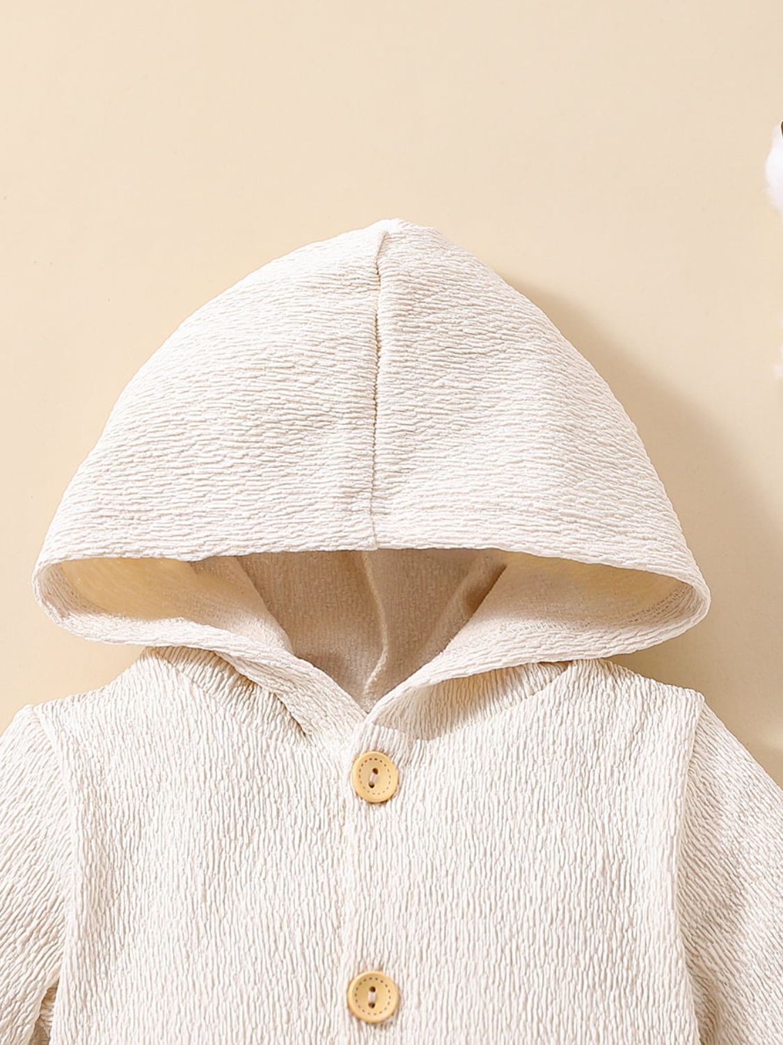 Baby Textured Button Front Hooded Jumpsuit with Pockets - Admiresty