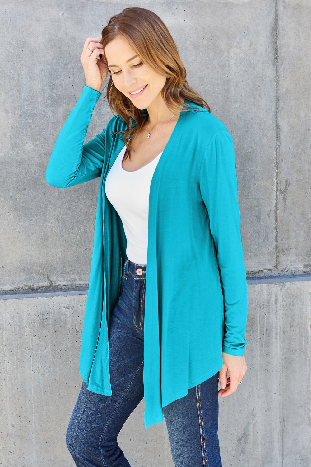 Basic Bae Full Size Open Front Long Sleeve Cardigan - Admiresty