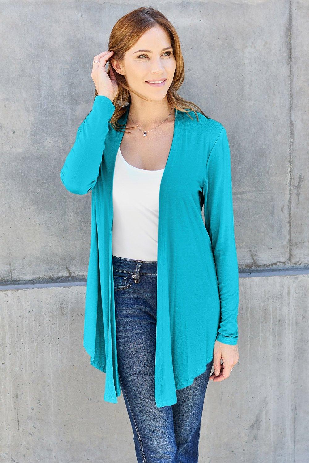 Basic Bae Full Size Open Front Long Sleeve Cardigan - Admiresty