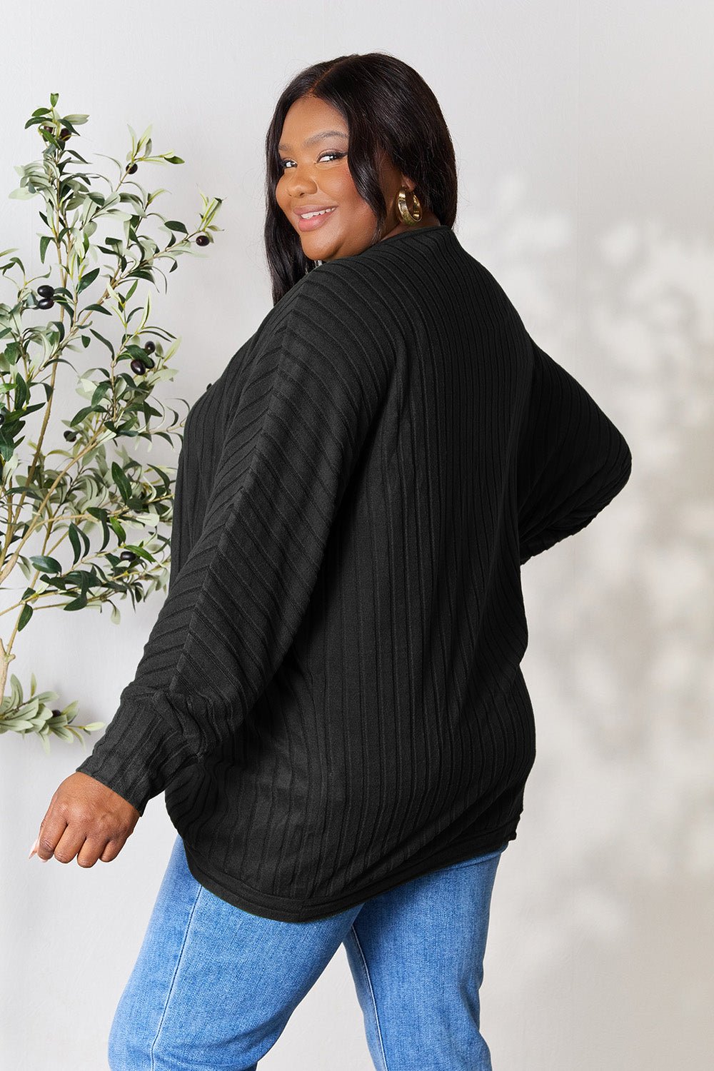 Basic Bae Full Size Ribbed Cocoon Cardigan - Admiresty