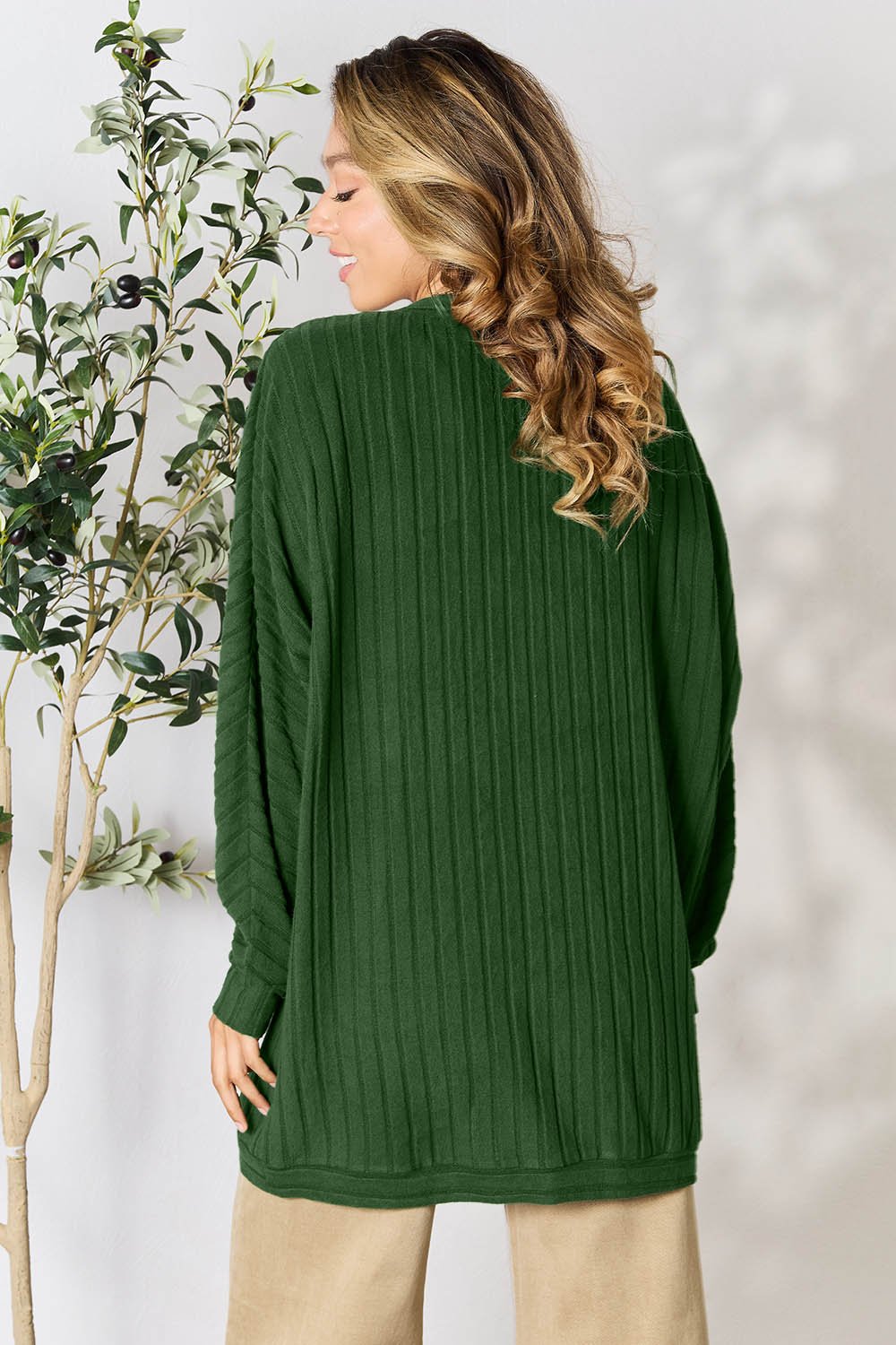 Basic Bae Full Size Ribbed Cocoon Cardigan - Admiresty