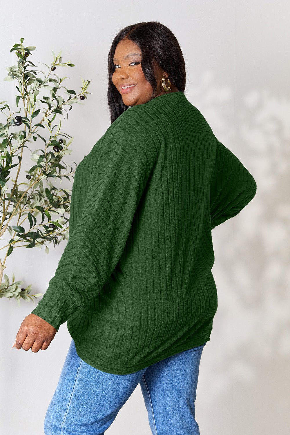 Basic Bae Full Size Ribbed Cocoon Cardigan - Admiresty