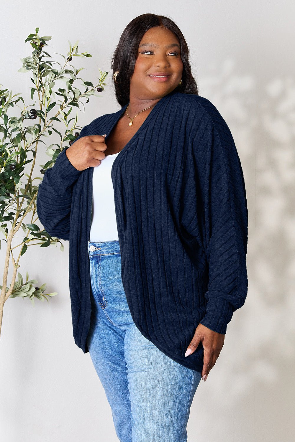 Basic Bae Full Size Ribbed Cocoon Cardigan - Admiresty