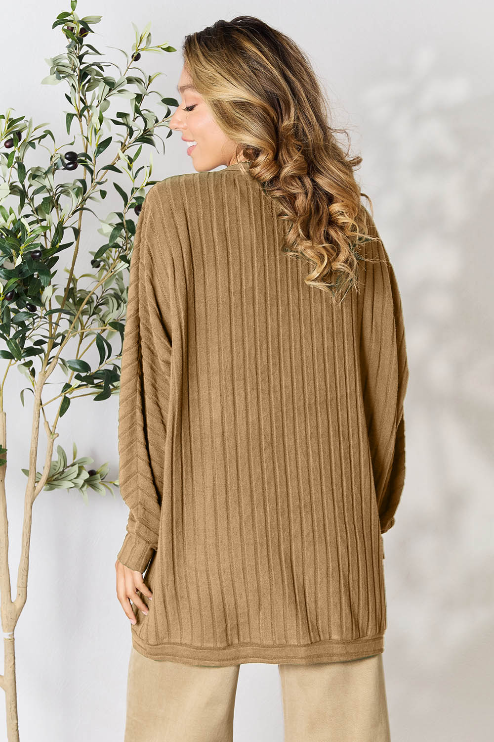 Basic Bae Full Size Ribbed Cocoon Cardigan - Admiresty