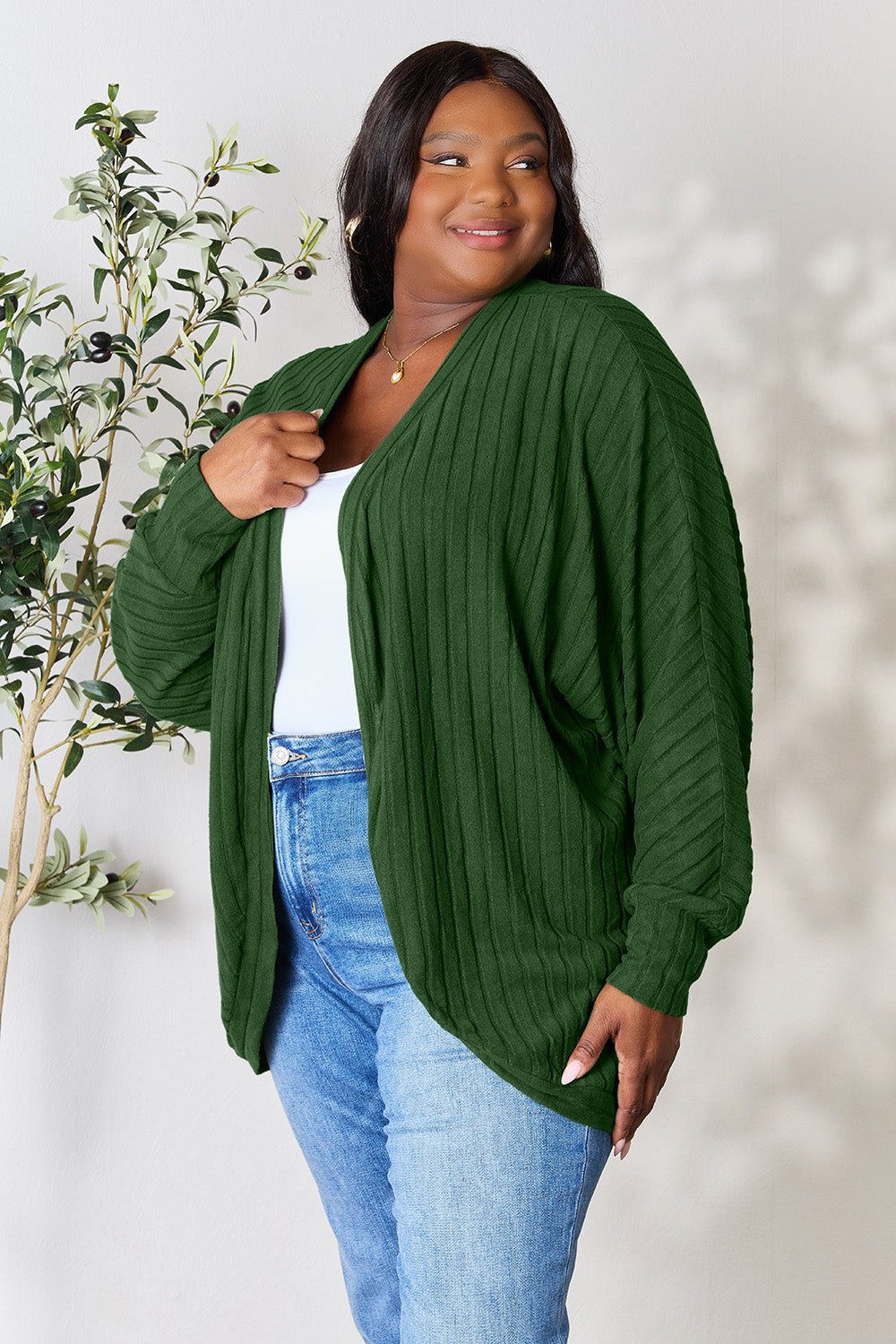 Basic Bae Full Size Ribbed Cocoon Cardigan - Admiresty