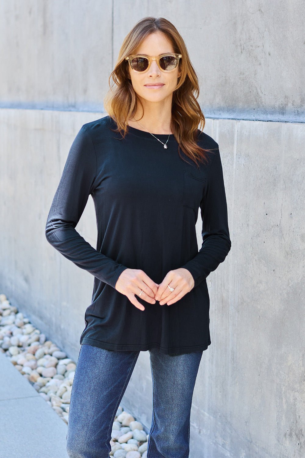 Basic Bae Full Size Round Neck Long Sleeve Top - Admiresty